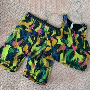 Lululemon 2 Piece Bike Short & Tank Bra Set size 10